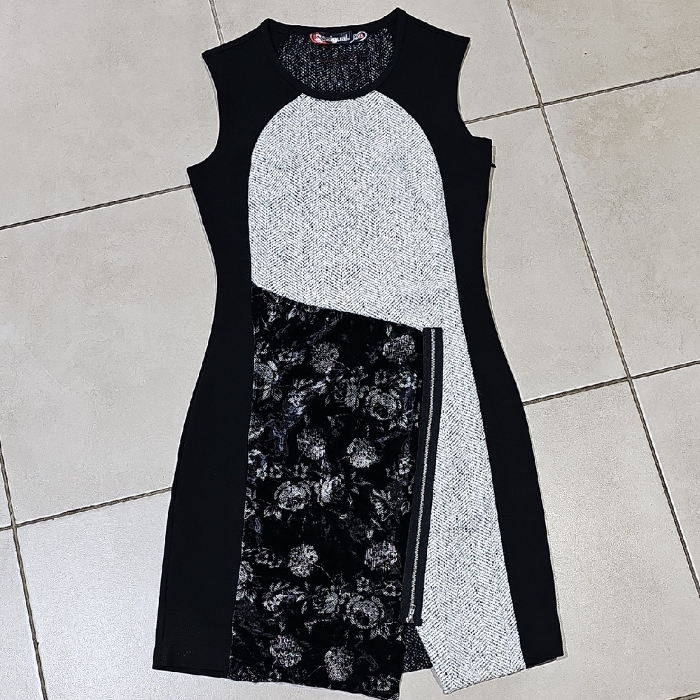 Desigual Black and Gray Asymmetrical Dress